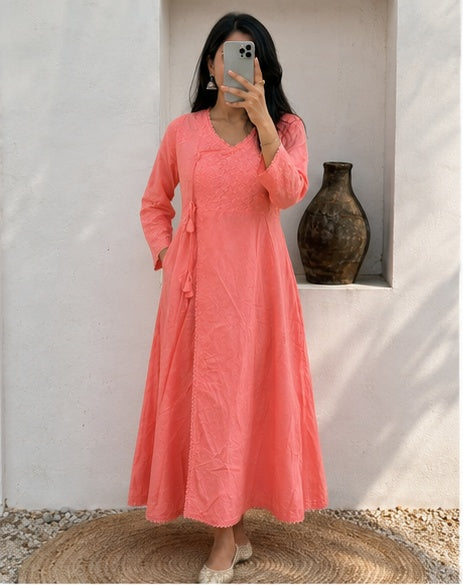 Tehzeeb Thread | Hand-Embroidered Cotton Angarakha Kurta