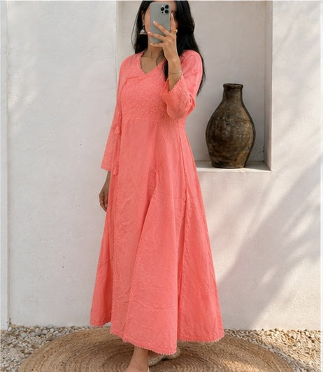 Tehzeeb Thread | Hand-Embroidered Cotton Angarakha Kurta