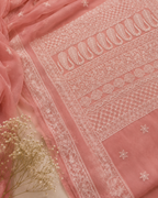 Sanskari Edit | Hand Embroidery Half Jaal Chikankari Georgette Saree