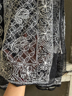 Sanskari Edit | Hand Embroidery Half Jaal Chikankari Georgette Saree