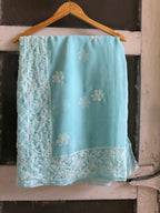Sanskari Edit | Hand Embroidery Half Jaal Chikankari Georgette Saree
