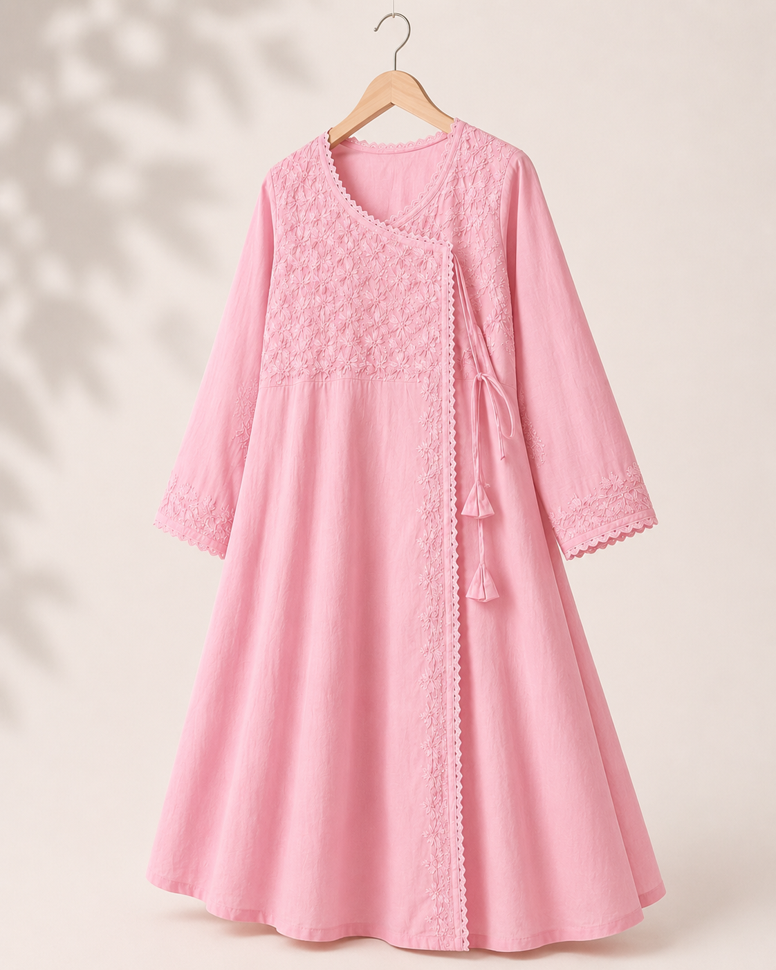 Tehzeeb Thread | Hand-Embroidered Cotton Angarakha Kurta