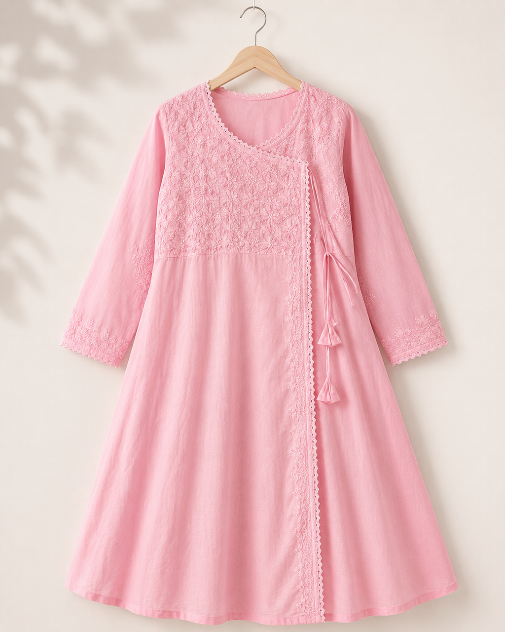 Tehzeeb Thread | Hand-Embroidered Cotton Angarakha Kurta