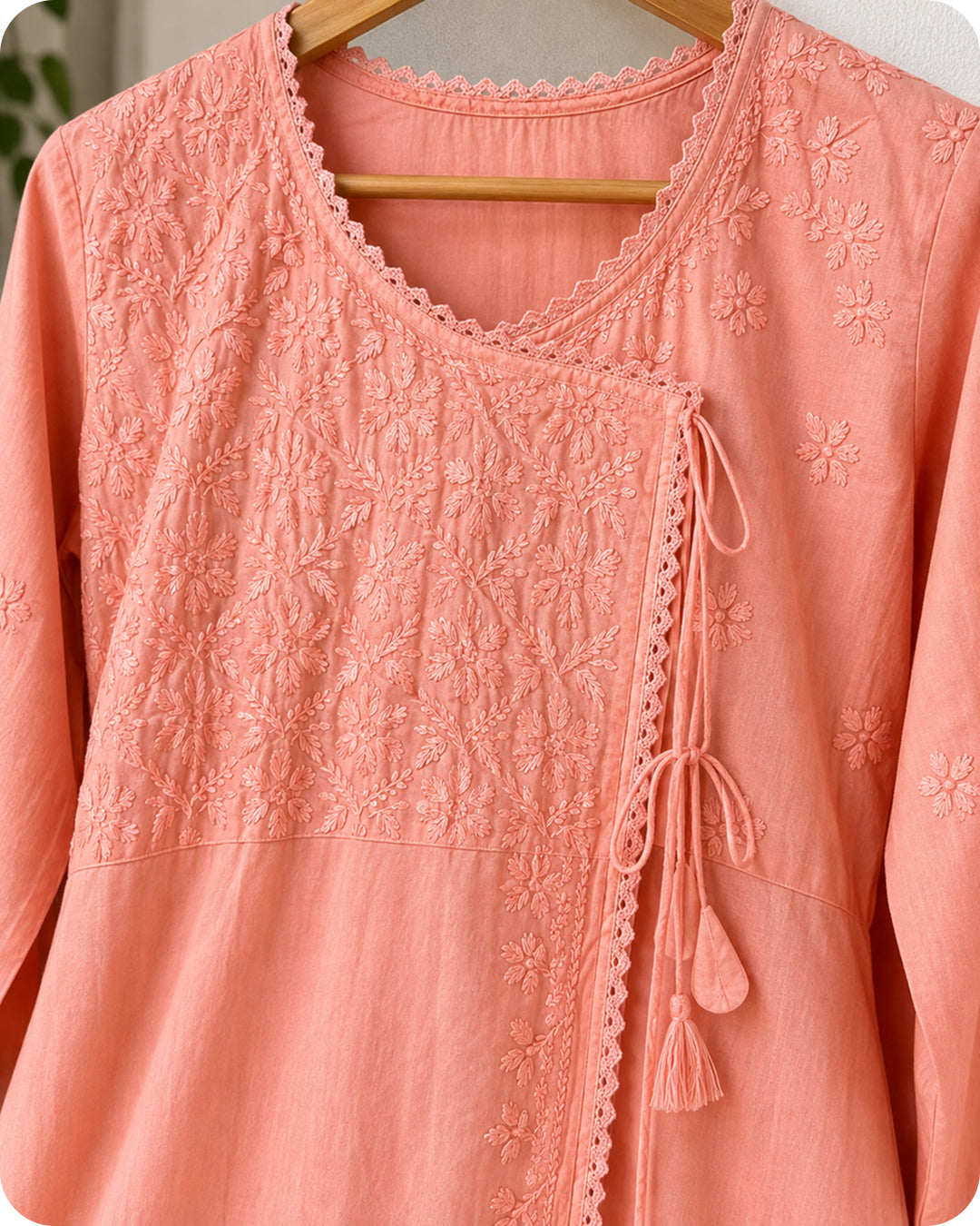 Tehzeeb Thread | Hand-Embroidered Cotton Angarakha Kurta