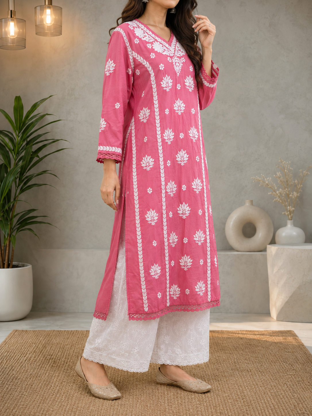 Shaam Edit| Hand-Embroidered Chanderi Kurta