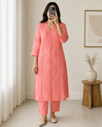 Saadgi | Hand-Embroidered Muslin Kurta