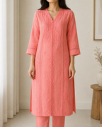 Saadgi | Hand-Embroidered Muslin Kurta