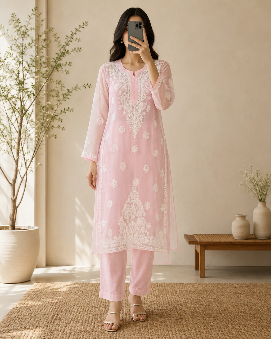 The Georgette Edit | Hand-Embroidered Kurta with Inner