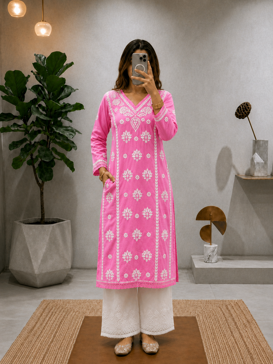 Shaam Edit | Hand-Embroidered Chanderi Kurta