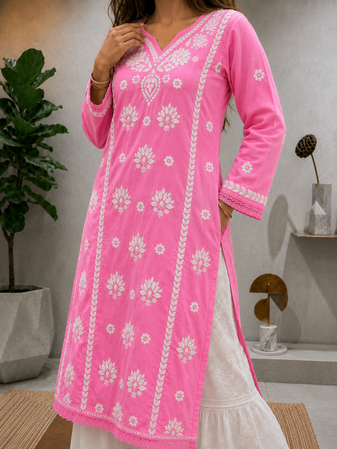 Shaam Edit | Hand-Embroidered Chanderi Kurta