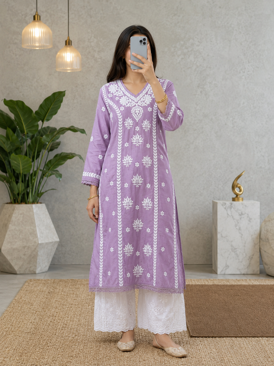 Shaam Edit | Hand-Embroidered Chanderi Kurta