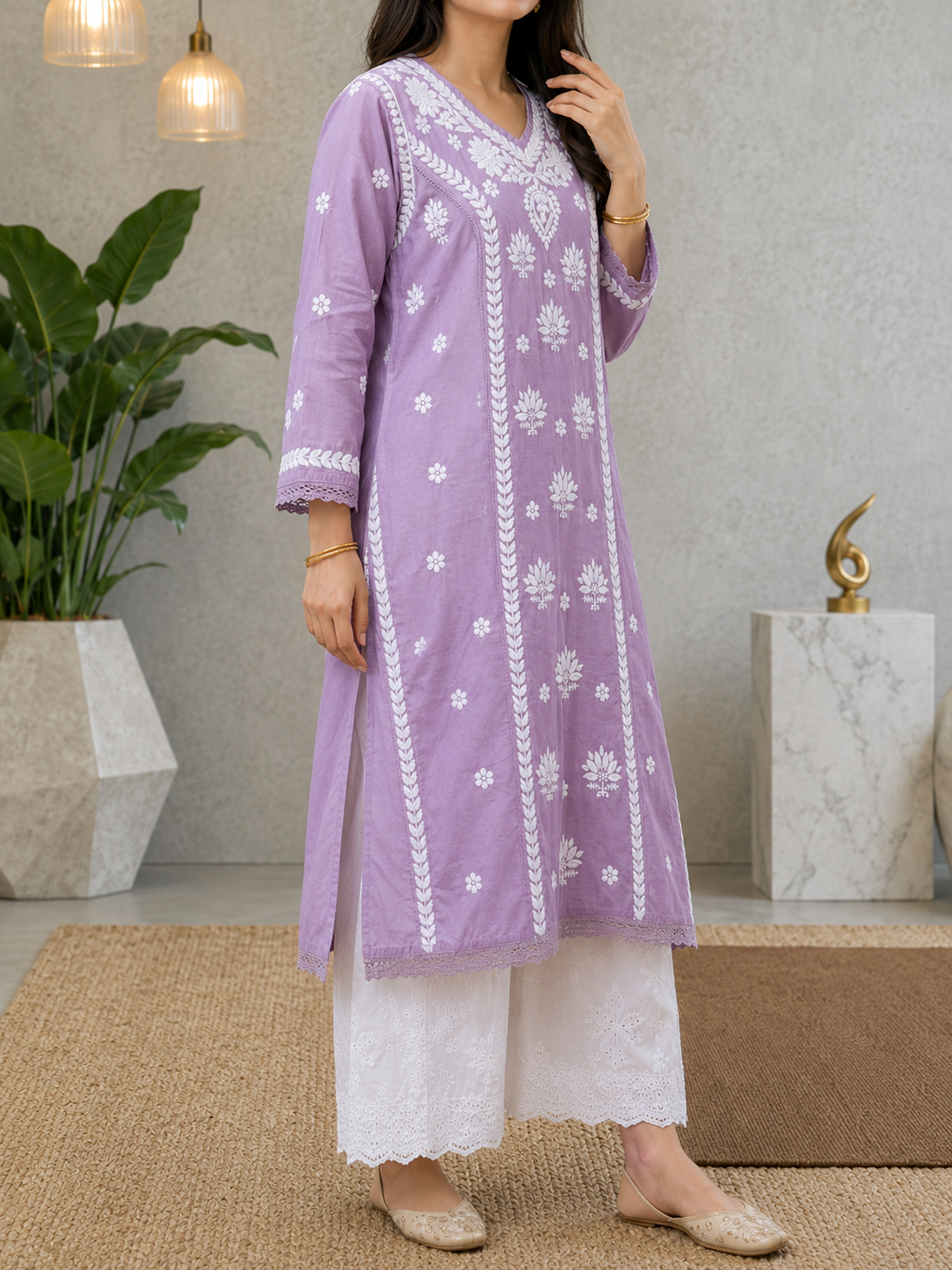 Shaam Edit | Hand-Embroidered Chanderi Kurta