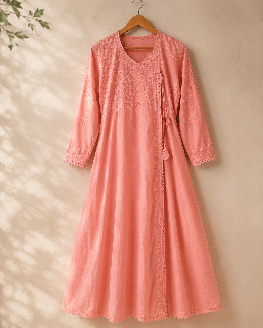 Tehzeeb Thread | Hand-Embroidered Cotton Angarakha Kurta