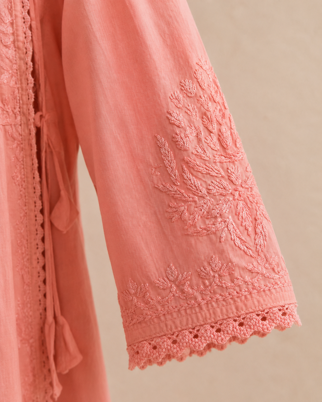 Tehzeeb Thread | Hand-Embroidered Cotton Angarakha Kurta