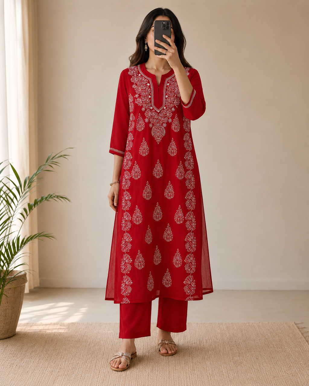 The Georgette Edit | Hand-Embroidered Kurta with Inner