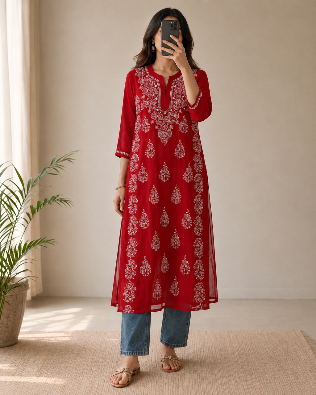 The Georgette Edit | Hand-Embroidered Kurta with Inner