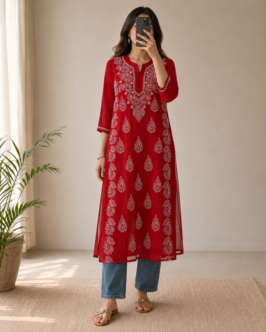 The Georgette Edit | Hand-Embroidered Kurta with Inner