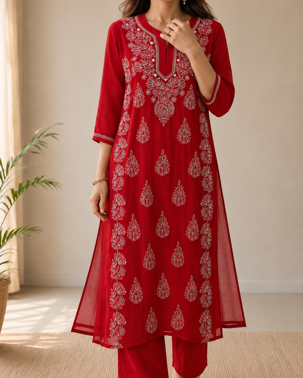 The Georgette Edit | Hand-Embroidered Kurta with Inner