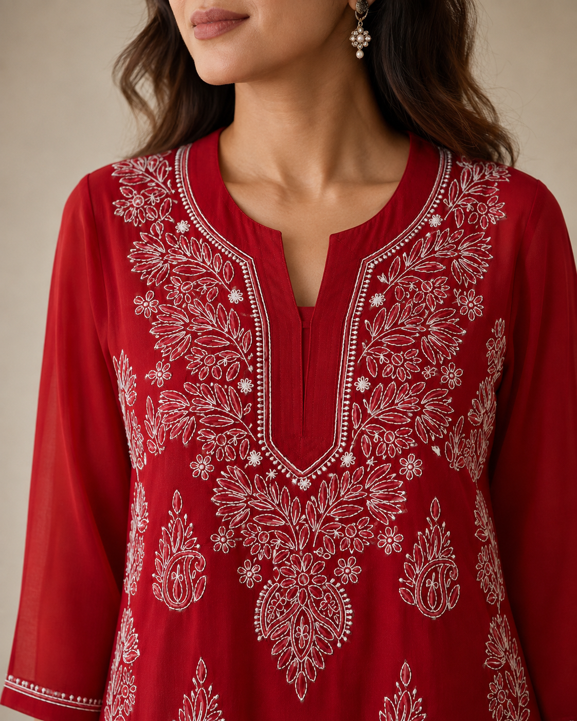 The Georgette Edit | Hand-Embroidered Kurta with Inner