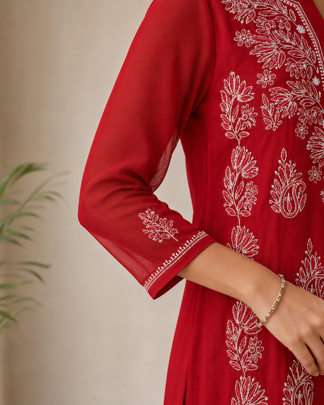 The Georgette Edit | Hand-Embroidered Kurta with Inner