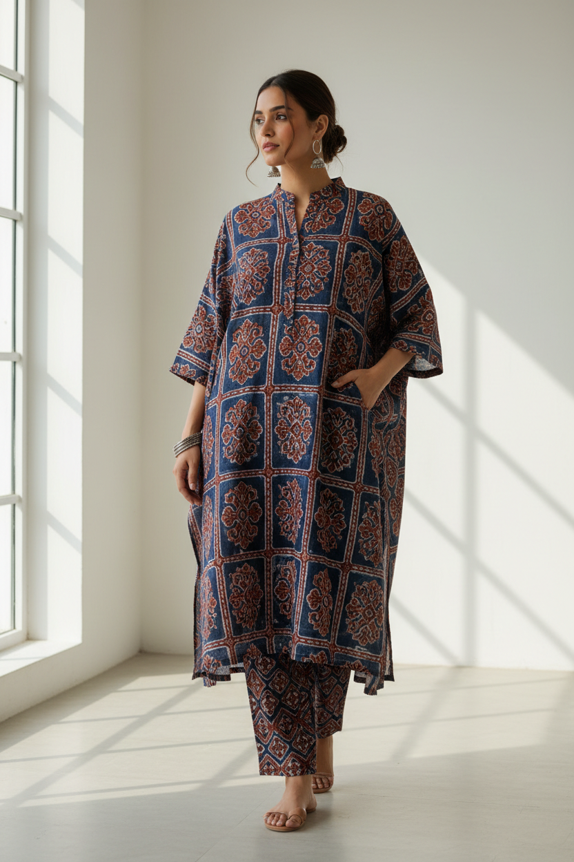Ajrakh Kurta Set Front
