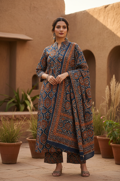 Ajrakh Kurta Set Lifestyle