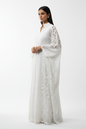 White Chikankari cotton long kurta front view