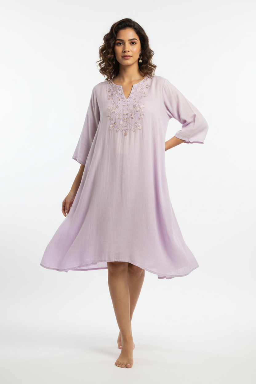 Pastel MulMul cotton short kurta front view