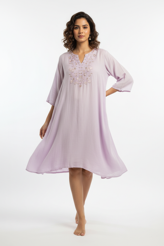 Pastel MulMul cotton short kurta front view