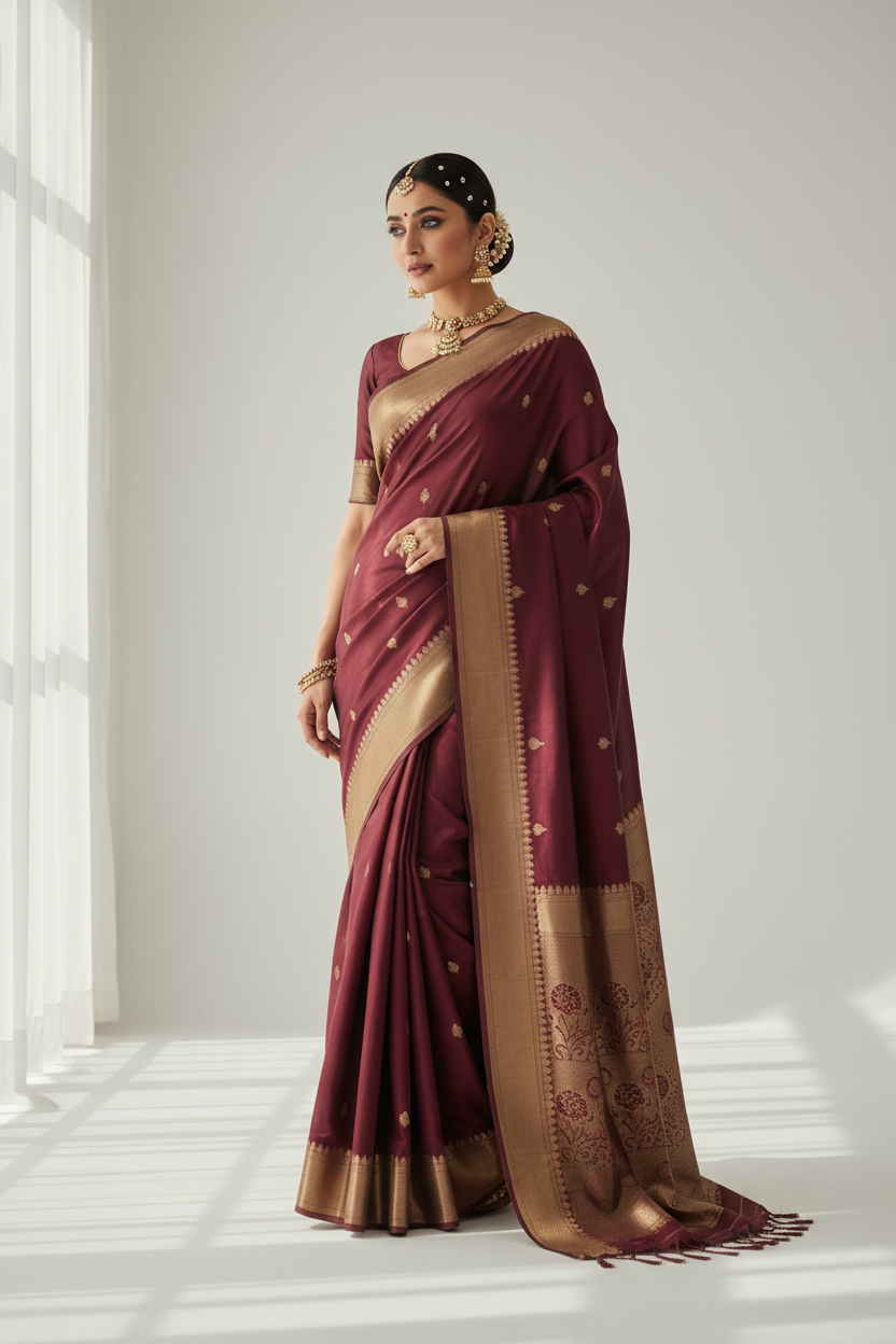 Rich teal silk saree with zari border